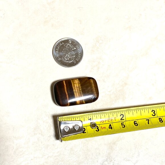 Natural Golden Brown Tiger's Eye Pendant, Large Rectangular Genuine Gemstone - Picture 9 of 11